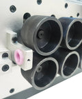 Close-up of Jaryannix Automatic Wire Stripping And Bending Machine 110V showing precision cutting rollers and control components.