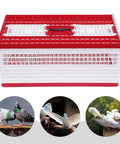 Racing Pigeon Carrier Box For Bird Training With Two Side Doors And Two Top Doors Injection Molded Plastic Cage Breathable Grid Design