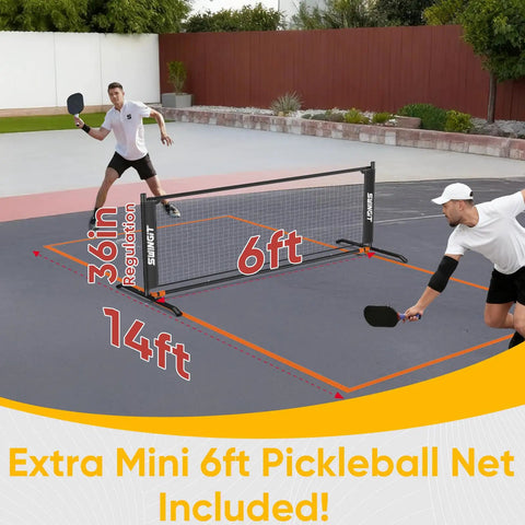 Two In One Pickleball Rebounder Net With Kitchen Line System for Solo Practice And Dinks Volleys And Drives Training Net set up