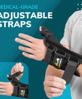 Wrist And Thumb Spica Splint For De Quervain Tenosynovitis Long Forearm Cast Stabilizer in use, adjustable straps shown, left-hand size.