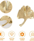 Close-up of Six Piece Ginkgo Leaf Cabinet Knobs And Solid Zinc Drawer Pulls In Rustproof Brushed Gold Finish, showing leaf design.