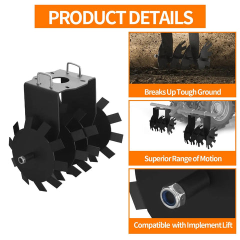 Heavy Duty Disc Harrow 2 Pack For ATV UTV Use with four rotating discs for ground preparation, improving soil quality, easy install tool