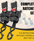 Retractable Tie Down Straps For Any Trailer 1In By 6Ft Bolt On Transom Mount Heavy Duty Boat And Cargo Ratchet Straps 2000 Lbs Break Strength 667 Lbs Working Load 2 Pack