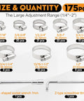 Beefed-Up 304 Stainless Steel Hose Clamps Kit With 175 Pieces showing various sizes, includes 2 tools for auto fuel lines plumbing radiator