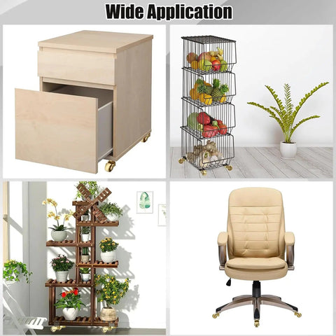 Wide application of Sturdy Brass Casters Set For Moving Trunks Boxes Workbenches And Cabinets With Silent Swivel Wheels for furniture