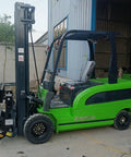 Heavy Duty Electric Forklift Truck Featuring Punchy Motors And Rock Solid Tires Streamlined For Zero Sweat Warehouse Maneuvering and Heavy Lift Operations that Keep Your Daily Shipping Hustle Flawless, side view in a warehouse.