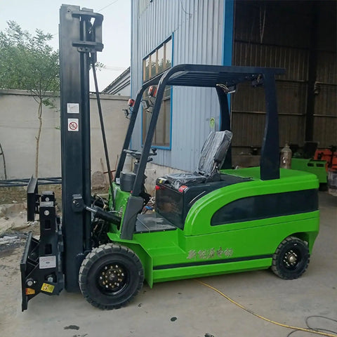 Heavy Duty Electric Forklift Truck Featuring Punchy Motors And Rock Solid Tires Streamlined For Zero Sweat Warehouse Maneuvering and Heavy Lift Operations that Keep Your Daily Shipping Hustle Flawless, side view in a warehouse.