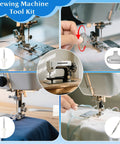 15 Piece Sewing Machine Cleaning Kit With Screwdriver, Tweezers, Double Headed Brush, Silicone Brush, Rippers, And Storage Case shown cleaning