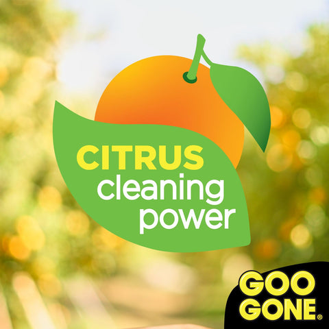 Citrus cleaning power logo for Adhesive Remover Gel Spray With Scraper 12 Oz For Glue, Stickers, Tape Residue, Gum, Grease And Wax.