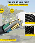 Road Ready 30 Foot 50 Amp Generator Extension Cord With Twist Lock Connectors Pure Copper Power Cable For Campsites And Job Sites Nema 14 50P showing copper strands and PVC insulation.