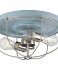 Two Light Flush Mount Ceiling Light From Medal Collection Coastal Blue Finish Transitional Industrial Style Close To Ceiling Fixture Damp Rated