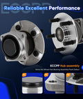 Rear Wheel Hub Bearing Assembly 5 Lug Drop In Replacement For Pontiac Vibe 2003-2008, Toyota Celica 2000-2005, Corolla 2003-2008, Matrix 2003-2008 Without ABS, Durable Hub Unit, product photo showing front and side view, demonstrating lug design and durable construction.