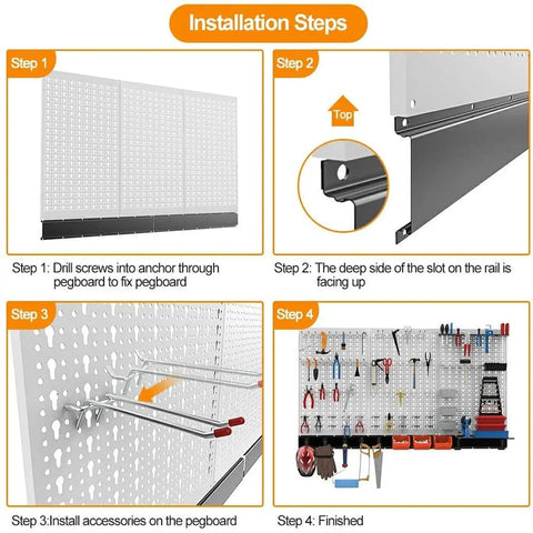 Boss Level Metal Pegboard Wall Organizer 48By24 Inch 109Piece Tool Storage Rack For Garage And Workshop Charcoal Powder Coat Rust Resistant Design Built To Go Hard With All Standard Hook Sets