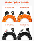 Multiple options for heavy duty dryer extension cords, including 10ft lengths with various plug types and colors.