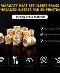 Brass Threaded Inserts Kit With Knurled Heat Set Inserts 300 Piece 15 Size Assortment From M2 To M6 For 3D Printing And Plastic Projects Sturdy Case Included visible brand logo and features icons