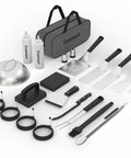 24 Piece Griddle Tool Set With Storage Tote Stainless Steel Flat Top Grill Accessories Spatulas Smash Burger Press Melting Dome