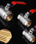 Heavy Duty Solid Brass Ball Valve With Double Female Fittings For Zero Stress Water Flow Control Smooth Twist Color Coded Handle.