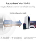 Diagram showing Wi-Fi 7 Range Extender For Home No Cap Tri-Band Wireless Repeater with devices connected via MLO.