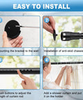 Heavy Duty Adjustable Tension Curtain Rod 42 To 115 Inches Black Shower Rod For Bathroom Closet And Window Install With Anti Slip Pads And Easy Twist Knob demonstration