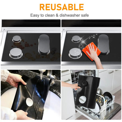 Gas Stove Top Burner Covers And Mats Set For Range Cooktops Nonstick Reusable Oven Liners Protectors in dishwasher and on stove