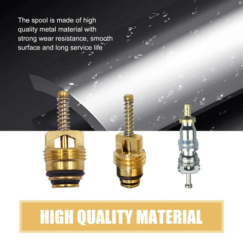 R12 Air Conditioning Valve Core Service Port Cap Kit For Car And Home AC Repair, showcasing durable metal cores and quality material