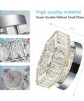 6.3 Inch Crystal Ceiling Light Fixture Mini Square Chandelier with K9 Crystals and Stainless Steel Trim, LED Flush Mount