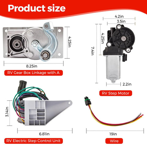 Diagram of RV Step Motor Conversion Kit For Kwikee 22 23 28A 30 32 33 34 35 36 38 And 40 Series With Linkage Gearbox Replacement