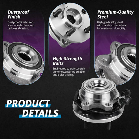 Front Wheel Hub Assembly Replacement For Nissan Pathfinder Frontier Xterra 2005 Through 2019 Six Bolt ABS Hub Bearing For 4WD And AWD Easy Install Durable Wheel Bearing Kit Ready To Roll with product details.