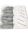 R Type Split Cotter Pin Set For Quick Secure Fastening In Automotive And DIY Projects Elastic Wave Hairpin Pins Assorted 555 1110 1665 Pieces Easy Install No Fuss Locking Durable Steel Hardware Pins For Holes And Nuts, assorted sizes in case