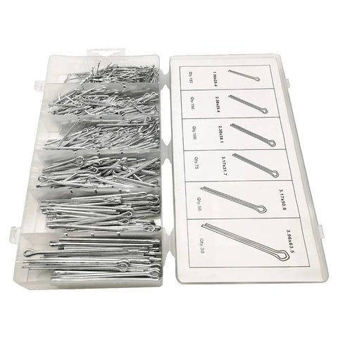 R Type Split Cotter Pin Set For Quick Secure Fastening In Automotive And DIY Projects Elastic Wave Hairpin Pins Assorted 555 1110 1665 Pieces Easy Install No Fuss Locking Durable Steel Hardware Pins For Holes And Nuts, assorted sizes in case