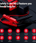 5000A Car Jump Starter A30 12V Jump Box Portable Power Bank with Dual Outputs LED Light clamps and safety features display