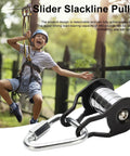 Heavy Duty Slack Line Pulley Kit With Smooth Glide Zip Line Slider 440 Lb Capacity For Backyard Obstacle Courses Easy Setup