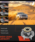 Two Front Wheel Bearing And Hub Assembly 5-Lug Compatible With Nissan Rogue 2008-2013 showing load capacities with SUV in desert