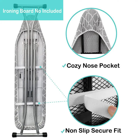 Heavy Duty Ironing Board Cover And Pad 15x54 Standard Size With Elastic Edge Extra Thick Padding Resists Scorching And Staining