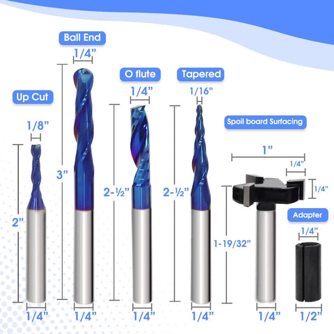 Nails Every Cut 10 Piece 1/4 Inch Shank Solid Carbide Cnc Router Bit Set For Woodworking Detail Carving Trimming V Groove Engraving And Custom Shop Crafts with various bits
