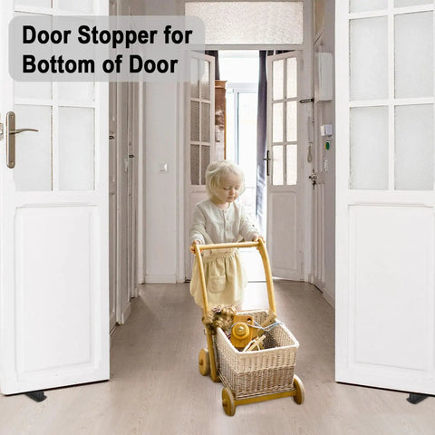24 Pack Rubber Door Stoppers For Bottom Of Door Heavy Duty Wedge Stackable Door Stops For Floor Wall And Carpet in use