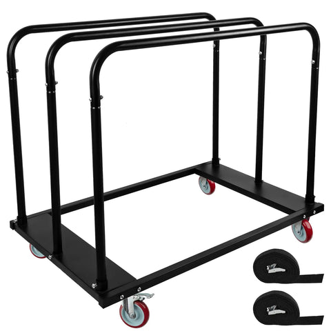 Heavy Duty Steel Panel Cart For Drywall And Lumber, 1800 Lbs Capacity with 5 Inch PU Swivel Wheels, shown in a front view