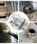 Two Pack One Quarter Inch 304 Stainless Steel Cable Sealing Sleeve And Three To Six Point Five Millimeter NPT Type Metal Joint Stress Relief Rope
