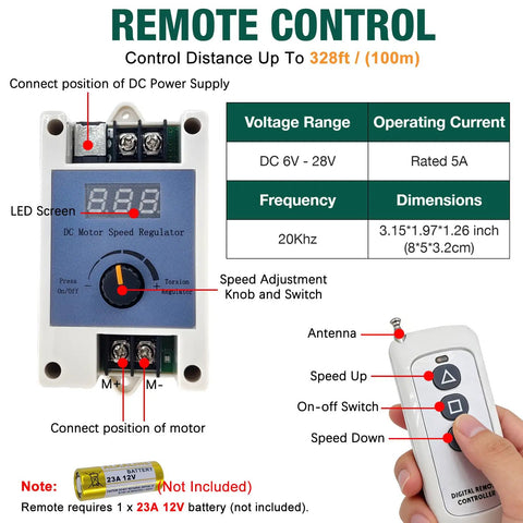 Remote control and speed regulator for Beefed Up Reciprocating Linear Actuator With High Torque 40 Lbs 24V Telescoping Motor, shown with LED display and settings.