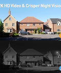 Comparison of daytime and nighttime views using a Wireless 2K Doorbell Camera With No Subscriptions, 2 Way Audio, Instant Alerts.