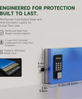 Diagram of 48 Key Lock Box Wall Mount Smart Key Cabinet with Bluetooth and Wi-Fi, highlighting reinforced steel construction.