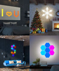 Hexagonal Wall Light Kit With Modular Touch Sensing Panels Dope 10 Pack LED Geometric Wall Lamps in living room, bedroom, and festive settings