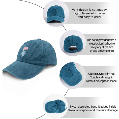 Lightweight Womens Athletic Cap In Cyan Blue Designed For Everyday Wear With Adjustable Buckle Fit Durable Construction For All Day Comfort And Street Style showing various angles and buckle details