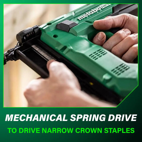 Cordless 18V Narrow Crown Stapler Kit With 2.0Ah Battery Drives Half Inch To One And A Half Inch Staples, 18 Gauge Finish Stapler in use