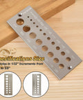 DIY Wood Dowel Plate Maker With Nineteen Hole Set In One Thirty Second Inch Increments displayed on wooden surface