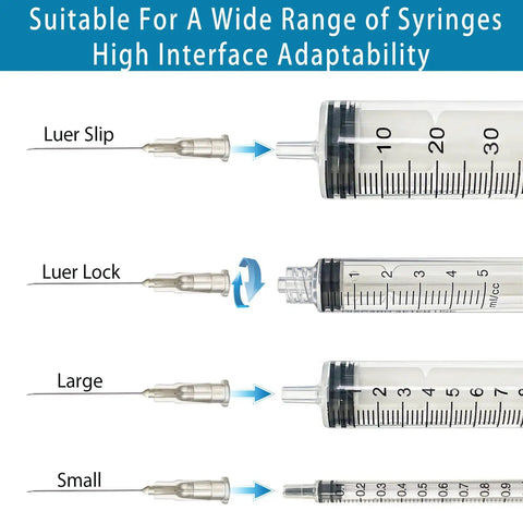 Top Notch Pro Grade Luer Lock Lab Accessories Kit 100 Pieces 27G 1in Individually Packaged Stainless Steel And Polypropylene Versatile Interfaces For Fluid Transfer And Sample Prep In The Lab syringe compatibility chart with Luer Slip and Luer Lock