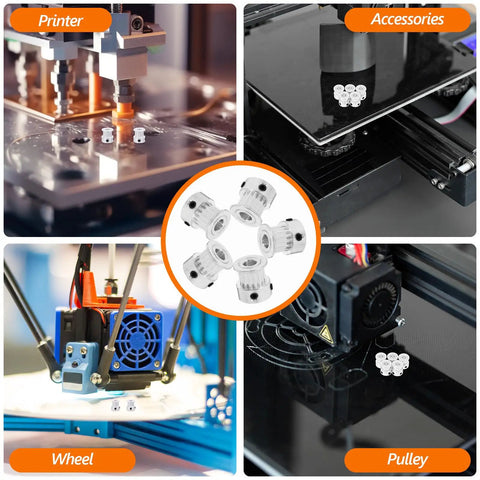 Premium Gt2 Timing Belt Pulley Kit For 3D Printers, Six Mm Width Aluminum Alloy Wheels In Silver, Includes Five Precision Bearings And Easy DIY Install For Stable High-Speed Printing Projects on 3D printers