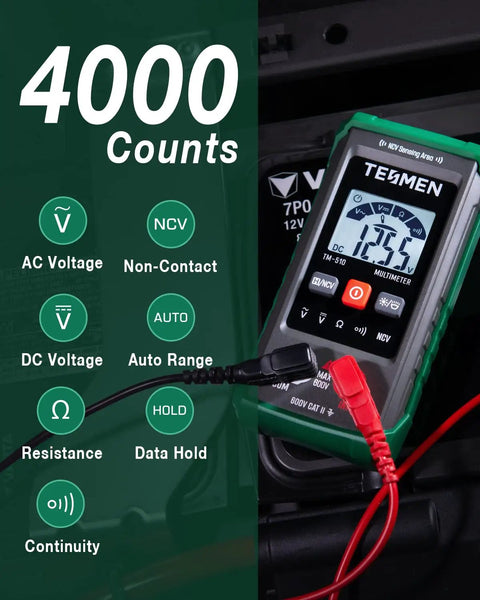Smart Auto Range Digital Multimeter 4000 Counts For Home DIY Projects No-Brainer For Measuring AC And DC Voltage Resistance on display