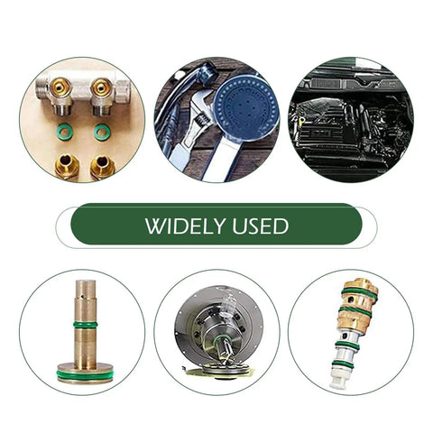 Real Premium Hella Tough Car AC Gasket Kit With 270 Heavy Duty Rubber O Rings And Metric SAE Washer Sets To Stop Every Drip And Keep Your Whip Crisp All Season shown in various applications.