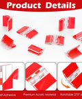 20 Pcs Self-Adhesive Clear Acrylic Hinges 35x25mm showing premium material and rotatable arcs focus on individual hinges.